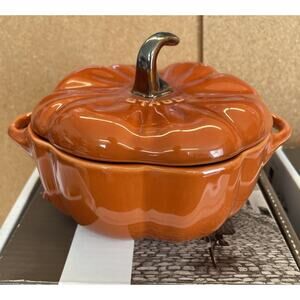 4 Staub Ceramic ORANGE Pumpkin Cocotte 0.5qt 5"